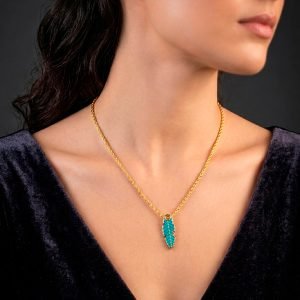 Cadena oro laminado hoja azul