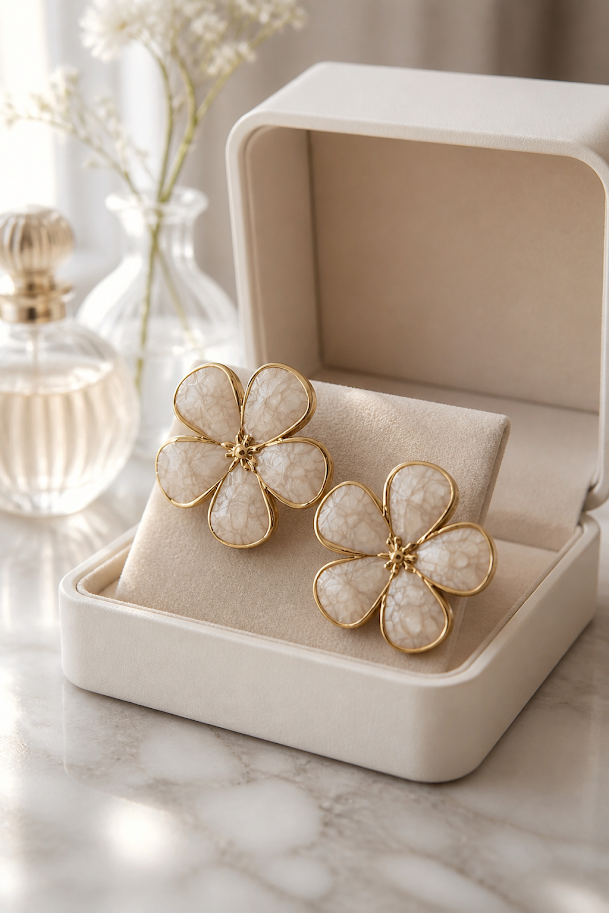 aretes flores blancas